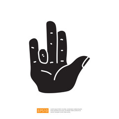 Poster - A stylized graphic of an open hand with fingers raised, possibly symbolizing a gesture or sign.