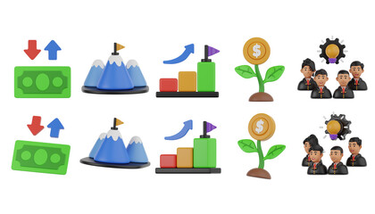 Poster - Financial Growth and Teamwork Icons for Economic Development. 3D Icon High Quality Render