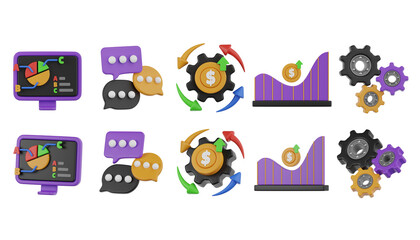 Poster - Business Development and Workflow Icons for Communication. 3D Icon High Quality Render