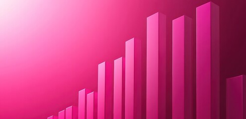 Poster - A vibrant pink background featuring ascending bar graphs, suggesting growth or progress.