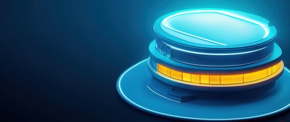 Poster - A futuristic, illuminated structure with a sleek design and vibrant colors.