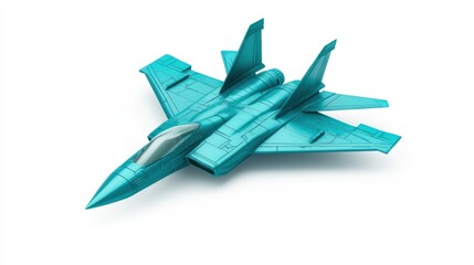 Aufkleber - A sleek, turquoise fighter jet model showcasing aerodynamic design and modern aesthetics.