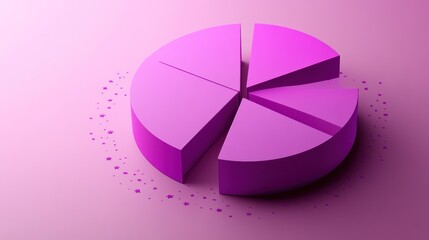 Poster - a 3d pie chart in vibrant pink, representing data visualization.
