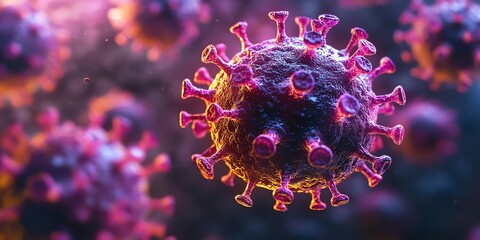 Poster - Microscopic view of a coronavirus particle.
