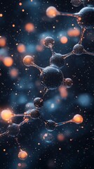 Poster - Microscopic view of molecule bonds, atoms, and particles.