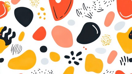 Poster - Abstract seamless pattern with colorful shapes and elements.
