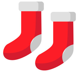Wall Mural - Red Christmas socks icon vector isolated on white background.