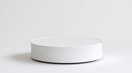 Poster - A minimalist round white platform on a light surface, suggesting simplicity and modern design.