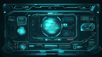 Poster - The interface screen for a sci-fi virtual reality HUD, designed for futuristic technologies