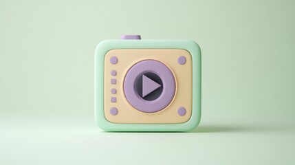Poster - A playful, pastel-colored toy resembling a media player for children.
