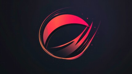 Wall Mural - abstract red and orange circle logo on a dark background.