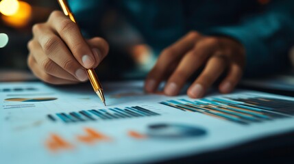 Poster - Stock market analysis, business, finance and investment. Finance analyst analyzing stock market trading graph, economic growth chart, planning and strategy with financial report, market research