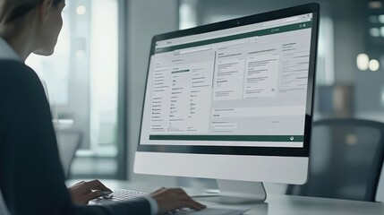 Poster - A person working on a computer with a detailed software interface displayed.