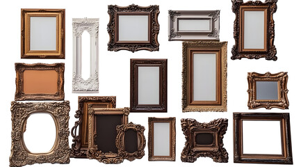 Wall Mural - Assortment of ornate picture frames arranged in various positions.