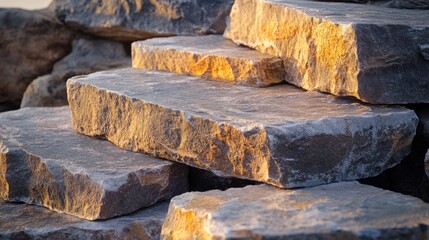 Poster - A close-up of stacked stones, showcasing texture and natural light.
