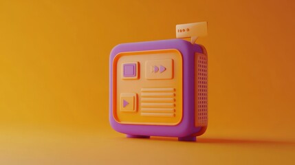 Poster - A colorful retro-style audio device with buttons, designed for music playback.