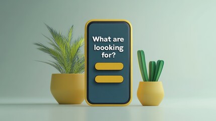 Poster - A smartphone displays a prompt with two plant pots in the background.