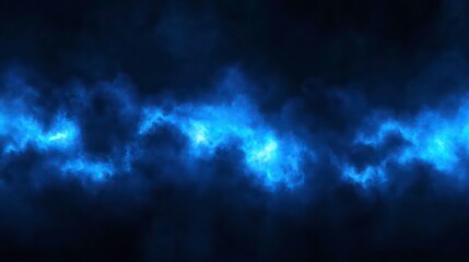 Canvas Print - abstract blue and black background with glowing streaks of light.