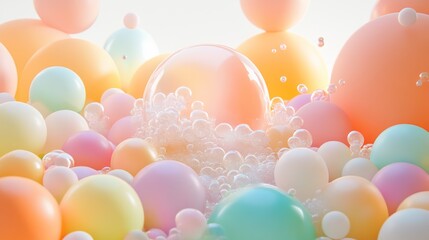 Poster - A vibrant composition of colorful spheres and bubbles creating a playful, abstract scene.