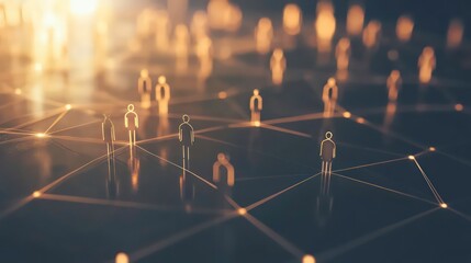 Poster - professional social network concept connected human figures representing business relationships and networking