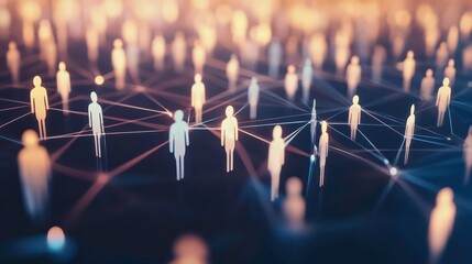 Poster - professional social network concept connected human figures representing business relationships and networking