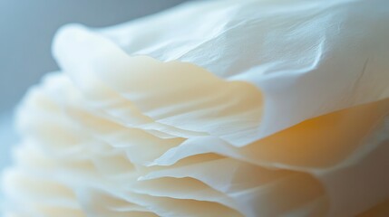 Poster - Soft translucent sheets of delicate material stacked elegantly in natural light, showcasing intricate textures and gentle curves for artistic and design applications.