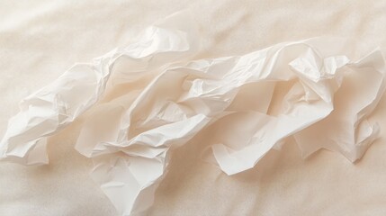 Poster - Crumpled White Paper on Soft Background, Textured Sheet Wrinkled, Abstract Art Composition, Light and Shadow Play, Artistic Surface Detail and Design Inspiration