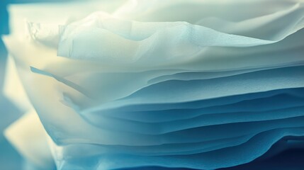 Poster - Close-Up View of Soft Layers of White Fabric in Gentle Light Create a Dreamy and Ethereal Atmosphere for Textiles and Fashion Inspiration