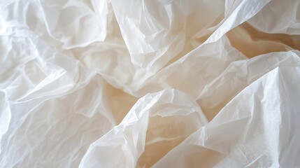 Poster - Soft, Crumpled, White Fabric Background with Gentle Texture and Natural Lighting Ideal for Various Creative and Design Applications in Photography and Artistry