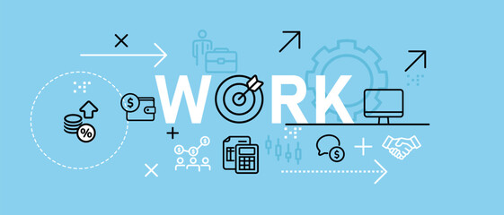 Poster - work icon concept working job employee office task responsibility company corporate project developm