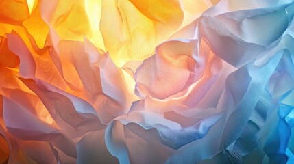 Aufkleber - Abstract Fabric Textures with Warm and Cool Tones Creating a Dreamlike Atmosphere Suitable for Artistic and Decorative Backgrounds