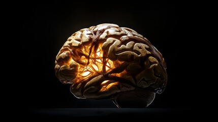 Poster - A glowing human brain, illuminated from within, representing knowledge, intelligence, and thought.