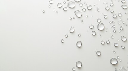 Wall Mural - water droplets scattered on a white surface.