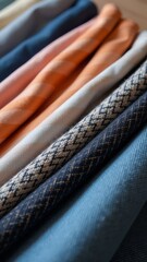 Poster - A row of different colored fabrics, including blue, pink, and white