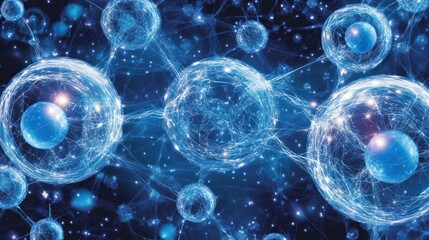 Poster - Abstract representation of interconnected cells and molecules in a scientific context.