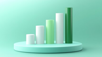 Poster - A stylized bar graph displaying growth with varying heights in a minimalistic design.