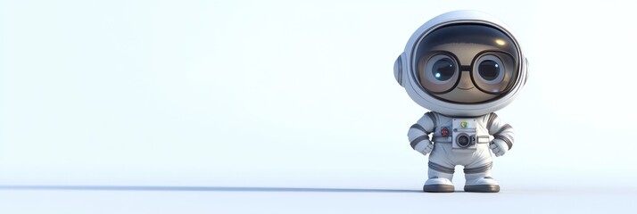 Aufkleber - A cute cartoon astronaut with glasses and a camera, ready for an adventure in space.