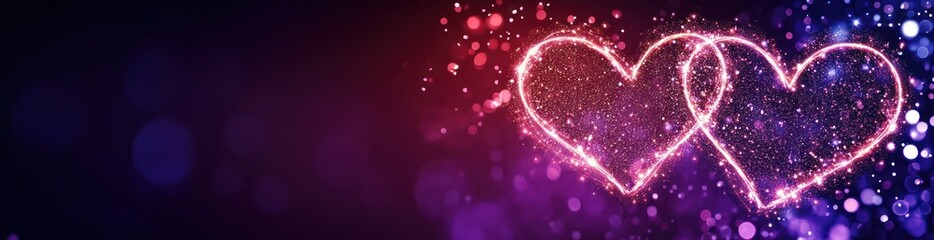 Poster - A vibrant graphic featuring intertwined hearts with a sparkling effect, symbolizing love.