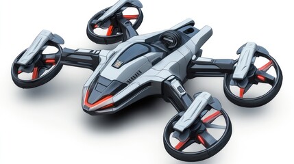 Poster - A sleek, futuristic drone designed for aerial photography and recreational use.