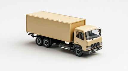 Poster - A beige delivery truck model designed for transporting goods.