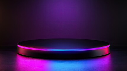 Poster - Black and gradient stage featuring a glowing round podium perfect for product advertising
