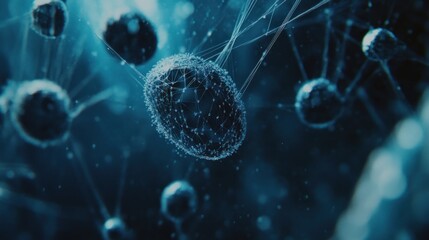 Poster - Abstract representation of microscopic entities in a digital environment.