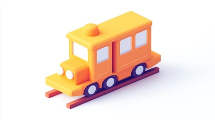 Poster - A colorful, stylized toy train model on tracks, designed for playful and imaginative use.