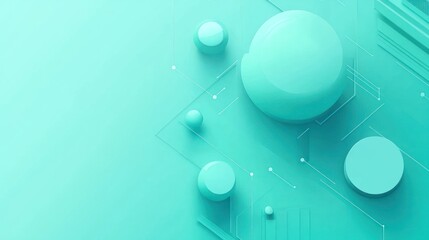 Poster - Abstract turquoise background with geometric shapes and lines for design purposes.