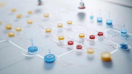 Poster - A detailed game board featuring colored tokens and interconnected paths for strategic gameplay.