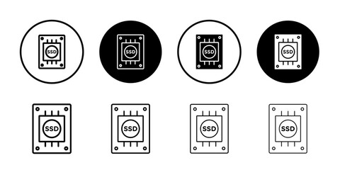 Wall Mural - SSD drive icon Black and white outline vector