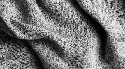 Poster - Close-up of textured gray fabric, showcasing its natural weave and softness.