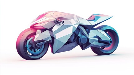 Poster - A futuristic, low-poly motorcycle design with vibrant colors and sleek lines.