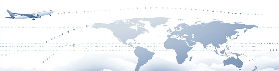Aufkleber - A graphic depicting an airplane flying over a world map, symbolizing global travel.