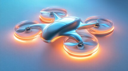 Poster - A sleek, futuristic drone with glowing accents and propellers, designed for aerial tasks.